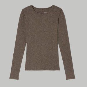 Everlane Pima Micro-Rib Long-Sleeve Crew - Washed Heathered Fatigue
